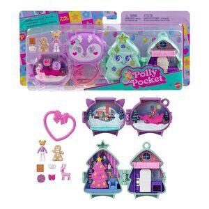 Polly Pocket Holiday Stackable Compact Playset With Micro Doll & Accessories